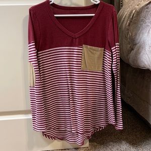 Maroon striped, long sleeve top!